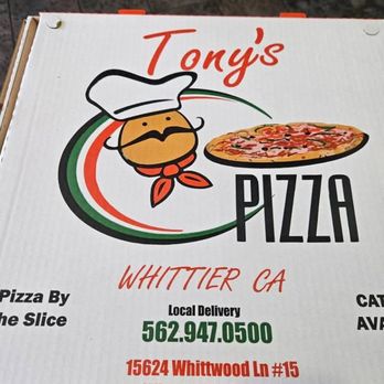 Tony's Pizza - Pizza box - Pizza Near Me - Whittier, California