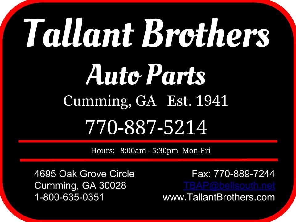 TALLANT BROTHERS AUTO PARTS Updated August 2024 4695 Oak Grove Cir, Cumming, Auto