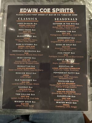 Menu photo 8 Edwin Coe Spirits Churubusco, IN