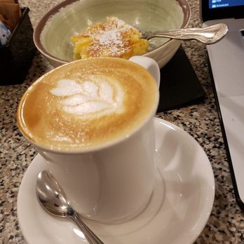 Sitwell's Coffeehouse Act II - Cappuccino with Gooey Butter Cake - Coffee & Tea Near Me - Cincinnati, Ohio Sitwell's Coffeehouse Act II - Cappuccino with Gooey Butter Cake - Coffee & Tea Near Me - Cincinnati, Ohio