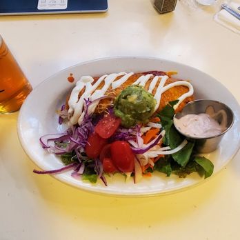 The Natural Cafe - Shredded beef burrito with salad & beer. - Sandwiches Near Me - Santa Barbara, California