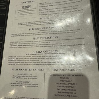Blaze Steak & Seafood - Menu - Seafood Near Me - Atlanta, Georgia