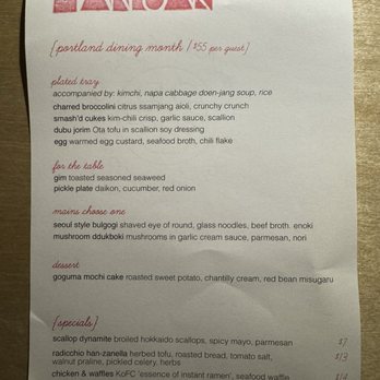 Han Oak - Portland Dining Month Menu - Korean Near Me - Portland, Oregon