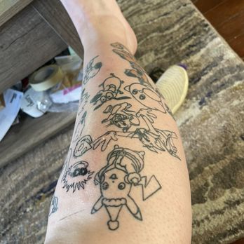 Skin Science Body Art Studio - Cartoon leg all but one tattoo done by Skin Science tattoo artists!! - Tattoo Near Me - Tyler, Texas Skin Science Body Art Studio - Cartoon leg all but one tattoo done by Skin Science tattoo artists!! - Tattoo Near Me - Tyler, Texas