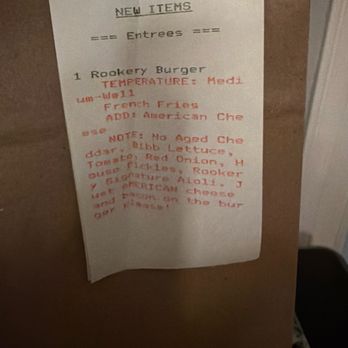 The Rookery Pub - Order stating American cheese only on the burger - Pubs Near Me - Swansea, Massachusetts