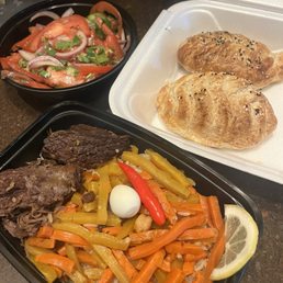 Plov, Samsa, and Fresh Salad