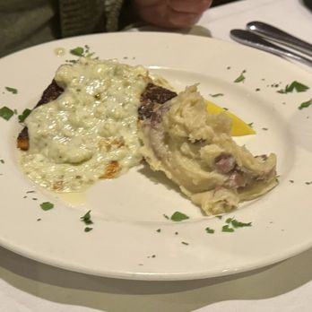 Paula's On Main - Blackened salmon with blue cheese glaze and mashed potatoes - Seafood Near Me - Fort Wayne, Indiana