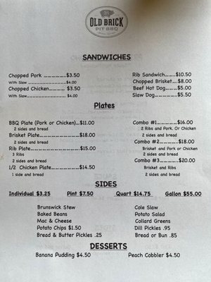 Menu photo 2 Old Brick Pit Barbeque Chamblee, GA