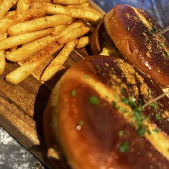 Mystic Bistro & Hookah - Beef Bun Kabab with Fries - Hookah Bars Near Me - Richmond, Texas Mystic Bistro & Hookah - Beef Bun Kabab with Fries - Hookah Bars Near Me - Richmond, Texas