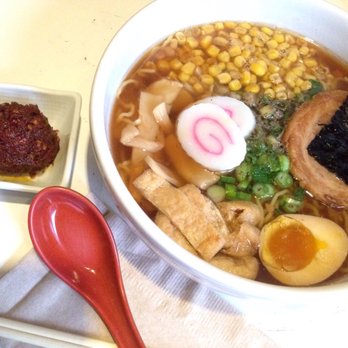 Ramen Tatsu-Ya - The Old Skool with swirled fishcakes, tofu and corn. Five blend chili bomb on the side. - Ramen Near Me - Austin, Texas Ramen Tatsu-Ya - The Old Skool with swirled fishcakes, tofu and corn. Five blend chili bomb on the side. - Ramen Near Me - Austin, Texas