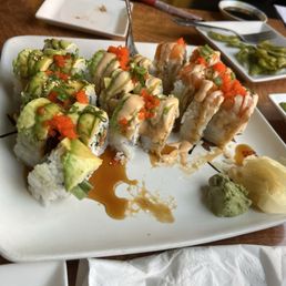 Three different sushi rolls Three different sushi rolls