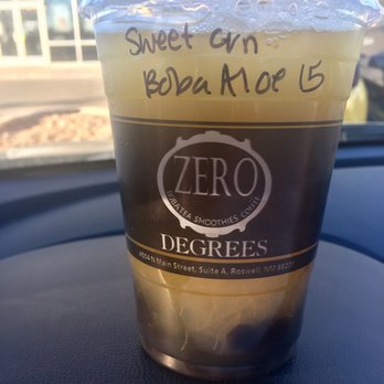 Zero Degrees - Sweet Green Tea Boba with Aloe Vera Jelly - Coffee & Tea Near Me - Roswell, New Mexico