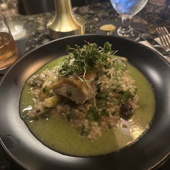 The Perfect Caper - Halibut special with risotto and sugar snaps, ramps and wild mushrooms - New American Near Me - Punta Gorda, Florida The Perfect Caper - Halibut special with risotto and sugar snaps, ramps and wild mushrooms - New American Near Me - Punta Gorda, Florida