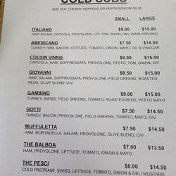 Written menu #1