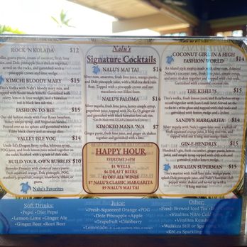 Nalu's South Shore Grill - Drink Menu - Hawaiian Near Me - Kihei, Hawaii