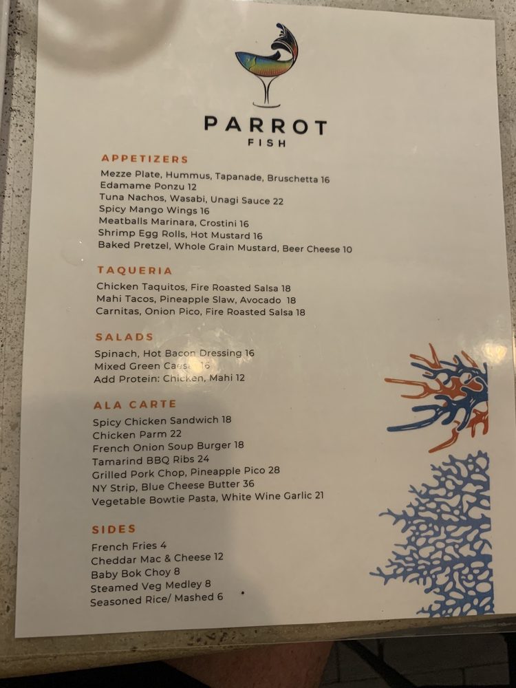 Parrot Fish Menu PARROT FISH - Updated May 2025 - 1113 Strand St, Christiansted, Virgin ...