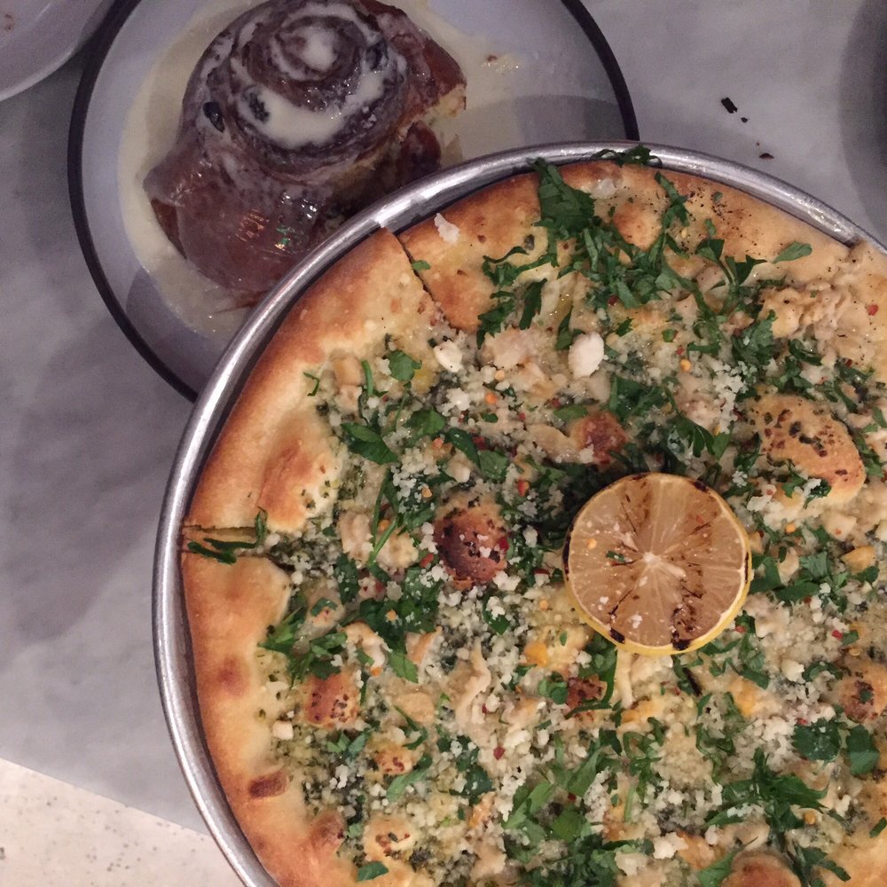 Waypoint - Clam pizza and the cinnamon bun at the back - Bars Near Me - Cambridge, Massachusetts Waypoint - Clam pizza and the cinnamon bun at the back - Bars Near Me - Cambridge, Massachusetts