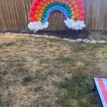 Cascade Balloons - Rainbow Balloon arch (don't mind the missing balloon that was my hubby's doing ) it was so cute! - Balloon Services Near Me Cascade Balloons - Rainbow Balloon arch (don't mind the missing balloon that was my hubby's doing ) it was so cute! - Balloon Services Near Me