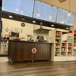 Tomato Patch - The menu board and front counter...