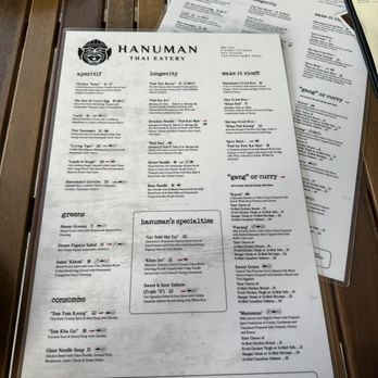 Hanuman Thai Eatery - menu - Thai Near Me - Costa Mesa, California