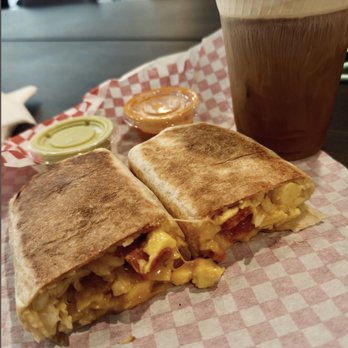 Solid Coffee Roasters - Longanisa Burrito and cloud fire brew - Coffee & Tea Near Me - Huntington Beach, California