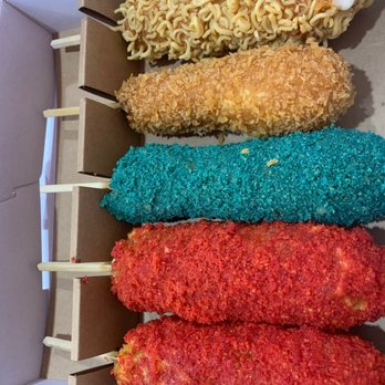 Mochinut - Concord - Ramen w/cheese, regular with 1/2 & 1/2, blue takis cheese and the two were flaming hot Cheetos 1/2 & 1/2. - Donuts Near Me - Concord, California Mochinut - Concord - Ramen w/cheese, regular with 1/2 & 1/2, blue takis cheese and the two were flaming hot Cheetos 1/2 & 1/2. - Donuts Near Me - Concord, California