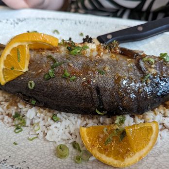 Beacon Corner Bar - Rainbow trout with jasmine rice - Seafood Near Me - Grand Rapids, Michigan