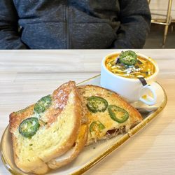 Grilled Cheese Bar - BBQ Pork Sandwich with soup of the day