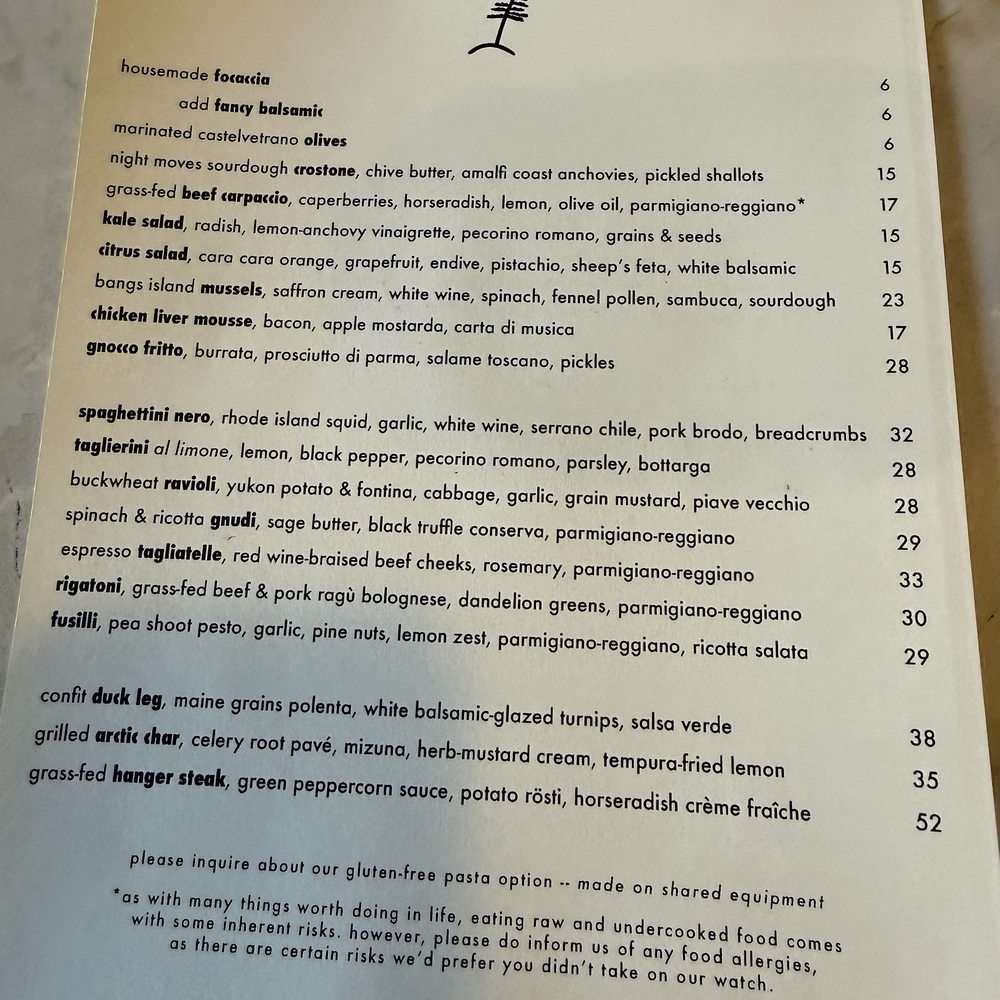 Leeward - Menu - Italian Near Me - Portland, Maine