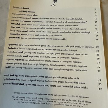 Leeward - Menu - Italian Near Me - Portland, Maine