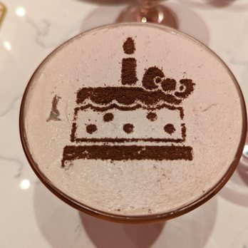 Hello Kitty Cafe - A special choco-powder design for my chocolate parfait for my birthday 3 - Cafes Near Me - Irvine, California