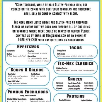 Chuy's - Gluten free menu - Mexican Near Me - Southlake, Texas Chuy's - Gluten free menu - Mexican Near Me - Southlake, Texas