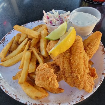 27 Palms - Fish n Chips. Asian fried Catfish, crispy seasoned fries and Cole slaw. - American Near Me - Orlando, Florida 27 Palms - Fish n Chips. Asian fried Catfish, crispy seasoned fries and Cole slaw. - American Near Me - Orlando, Florida