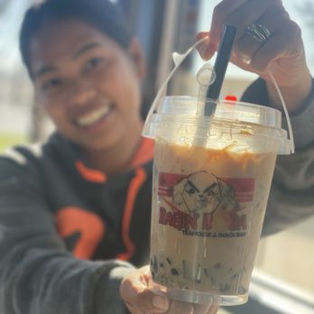 Ragin’ Boba - Milk tea large with grass jelly and boba - Bubble Tea Near Me - Oxnard, California