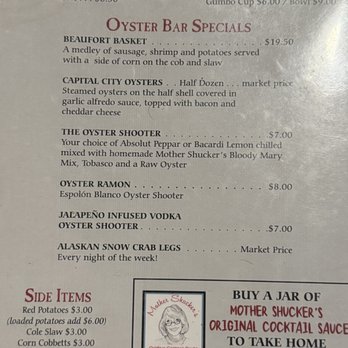 Oyster Bar Columbia - Menu - Seafood Near Me - Columbia, South Carolina