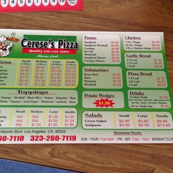 Cerese's Pizza - Flyer - Pizza Near Me - Los Angeles, California