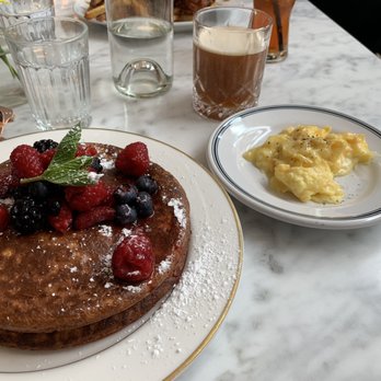 Ben Paris - Ricotta pancakes with eggs and chia turbo tea, oh my! - New American Near Me - Seattle, Washington