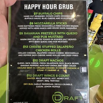 The Draft Sports Grill - Happy Hour Grub - Sports Bars Near Me - Mesa, Arizona