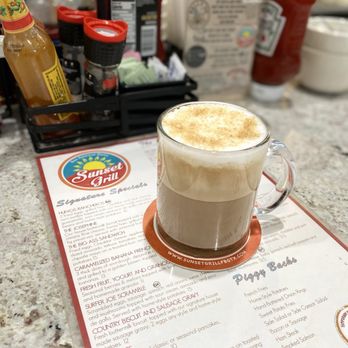 Sunset Grill - This is just one of their many delicious coffee creations, I'm a sucker for a good cappuccino!! - American Near Me - Fredericksburg, Texas Sunset Grill - This is just one of their many delicious coffee creations, I'm a sucker for a good cappuccino!! - American Near Me - Fredericksburg, Texas