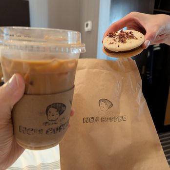 MCM Coffee - Pistachio Milk Latte and Rose Alfajores traditional Uruguayan/Argentinian cookie filled with dulce de leche. $14.70 after tax and tip. - Coffee & Tea Near Me - New York, New York MCM Coffee - Pistachio Milk Latte and Rose Alfajores traditional Uruguayan/Argentinian cookie filled with dulce de leche. $14.70 after tax and tip. - Coffee & Tea Near Me - New York, New York