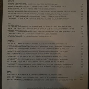 Union - Menu - Italian Near Me - Pasadena, California