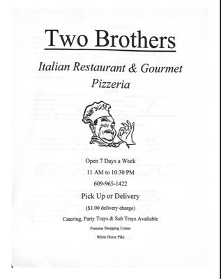 Menu photo 4 2 Brothers From Italy Egg Harbor City, NJ