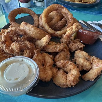 The Anchor - Fried shrimp dinner with onion rings - Seafood Near Me - Flagler Beach, Florida