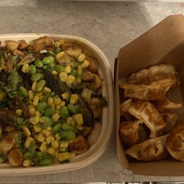 Bowl and potstickers Bowl and potstickers