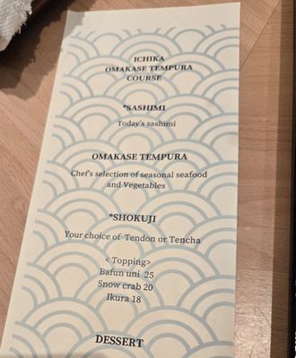 Menu photo 4 Tempura Ichika Honolulu, HI