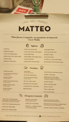 Menu photo 5 Matteo Buenos Aires, C