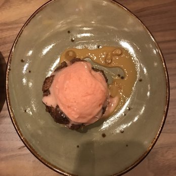 Vidrio - Chocolate bread pudding with sorbet - Mediterranean Near Me - Raleigh, North Carolina Vidrio - Chocolate bread pudding with sorbet - Mediterranean Near Me - Raleigh, North Carolina