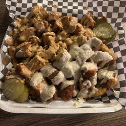 Cracking fried chicken fries