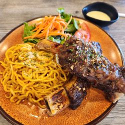 #12 rib with garlic noodles