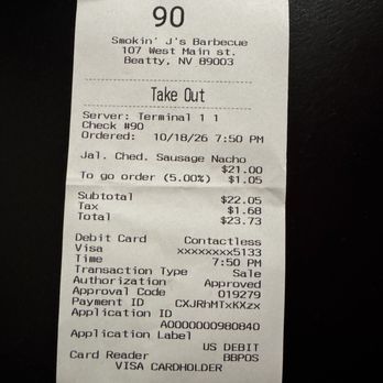 Smokin J’s Barbecue - To Go up charge?! - Burgers Near Me - Beatty, Nevada Smokin J’s Barbecue - To Go up charge?! - Burgers Near Me - Beatty, Nevada
